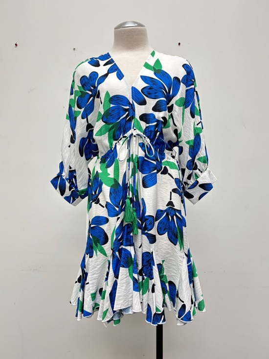 Dresses & Skirts - Blue Floral Tassel Mini Dress